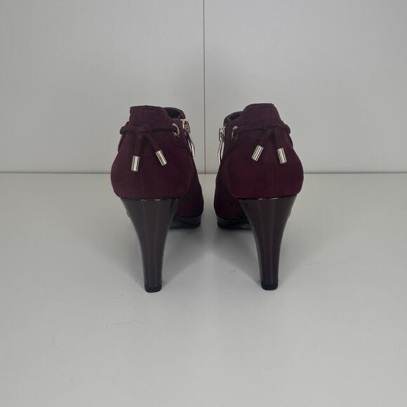 Liz Claiborne Women’s Burgundy Suede Ankle Booties – Size 5M, Block Heel Zip - Picture 5 of 11